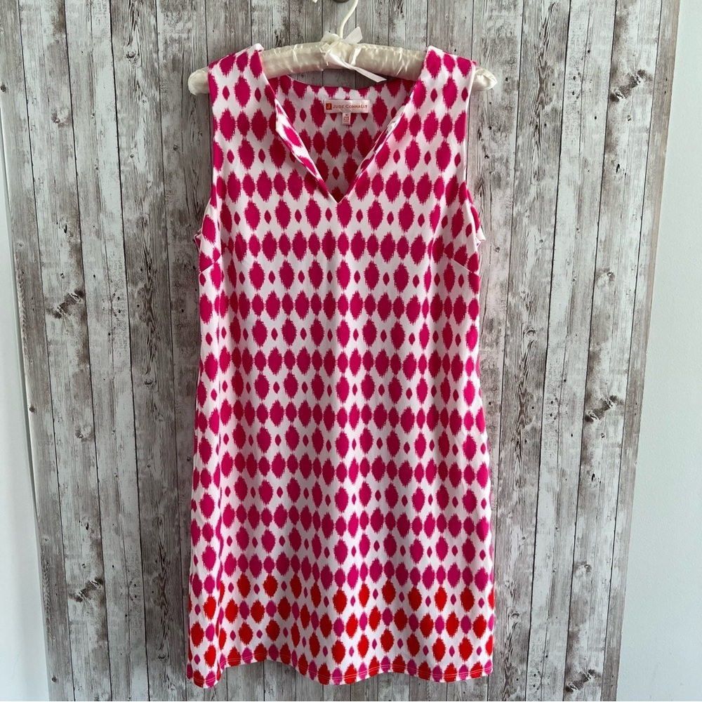 Jude Connally Pink Stretchy Resort Summer Sleeveless Dress Preppy Florida Medium